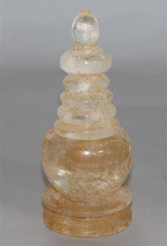 A Chinese rock crystal stupa H.18cm.
